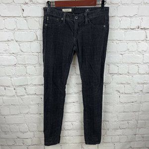 AG Adriano Goldschmied Womens 26R The Legging Super Skinny Black Velvet Pants